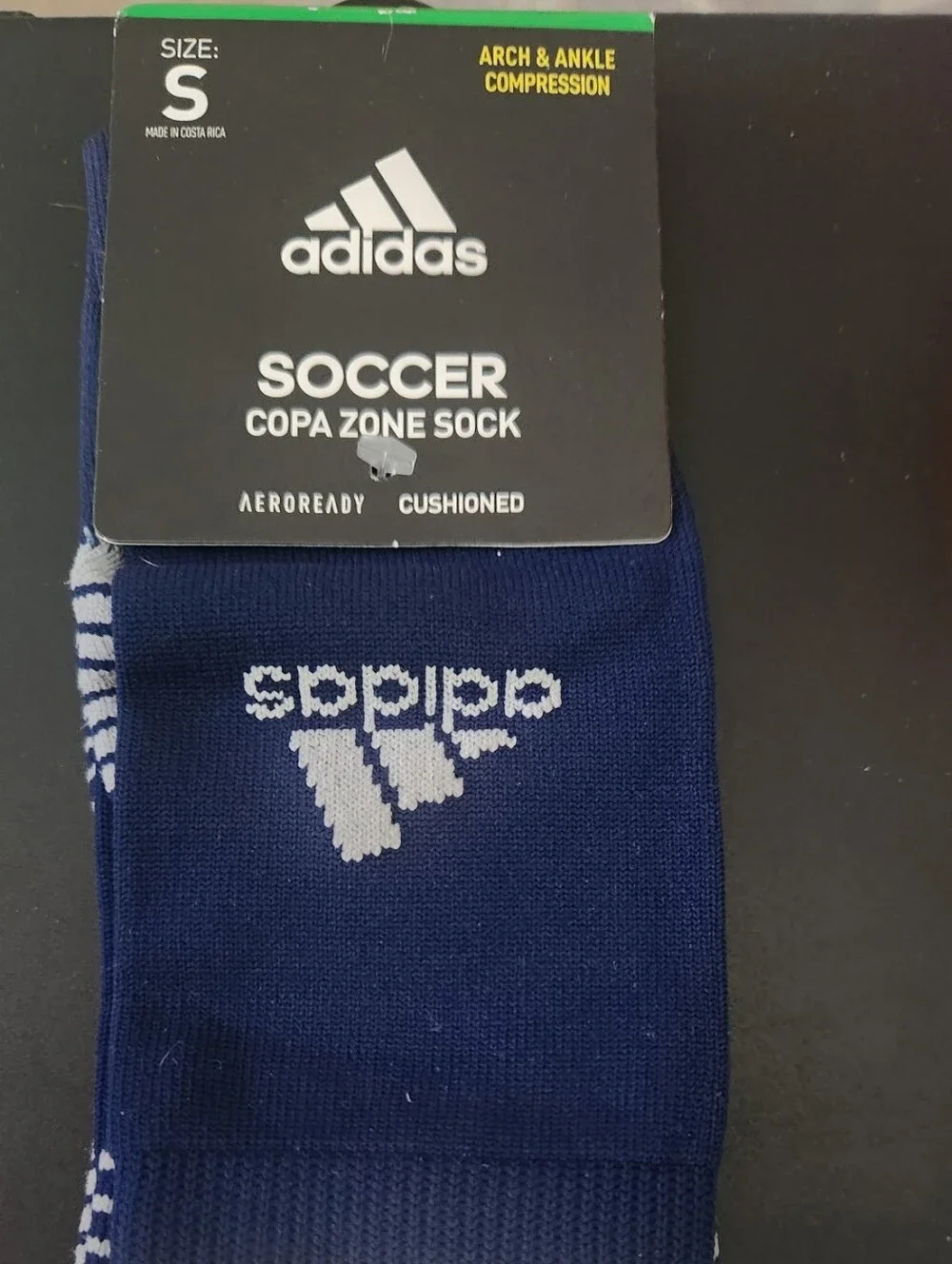 ADIDAS SOCCER COPA ZONE  SOCK Striped Cuff NAVY/WHITE NEW SIZE S